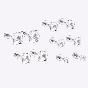 5 Pairs Zircon Stud Earrings Set Stainless Steel For Women Jewelry
