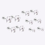 5 Pairs Zircon Stud Earrings Set Stainless Steel For Women Jewelry