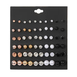 30 Pairs Women's Stud Earrings Set Pearl Crystal Zircon Jewelry