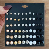30 Pairs Women's Stud Earrings Set Pearl Crystal Zircon Jewelry