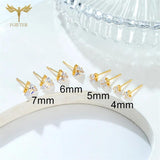 Triangle Zircon Earrings Crystal Ear Studs 12 Pairs
