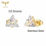 Triangle Zircon Earrings Crystal Ear Studs 12 Pairs