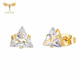 Triangle Zircon Earrings Crystal Ear Studs 12 Pairs