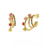 Vintage CZ Zircon Piercing Earrings