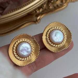 925 Silver Pearl Stud Earrings Vintage Style Gift