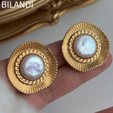 925 Silver Pearl Stud Earrings Vintage Style Gift