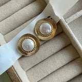 925 Silver Pearl Stud Earrings Vintage Style Gift