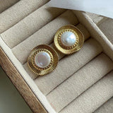 925 Silver Pearl Stud Earrings Vintage Style Gift
