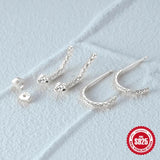 925 Silver Snake Shaped Stud Earrings for Women Punk Style