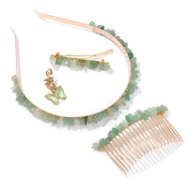 Stone Chip Hair Hoop Irregular Amethysts Hair Combs