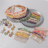 Stone Chip Hair Hoop Irregular Amethysts Hair Combs