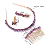 Stone Chip Hair Hoop Irregular Amethysts Hair Combs