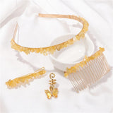 Stone Chip Hair Hoop Irregular Amethysts Hair Combs