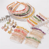 4pcs Chipped Stone Hair Accessories Set - Wedding Bride Reiki Jewelry Gift