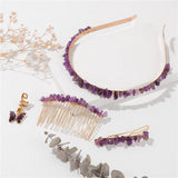 4pcs Chipped Stone Hair Accessories Set - Wedding Bride Reiki Jewelry Gift