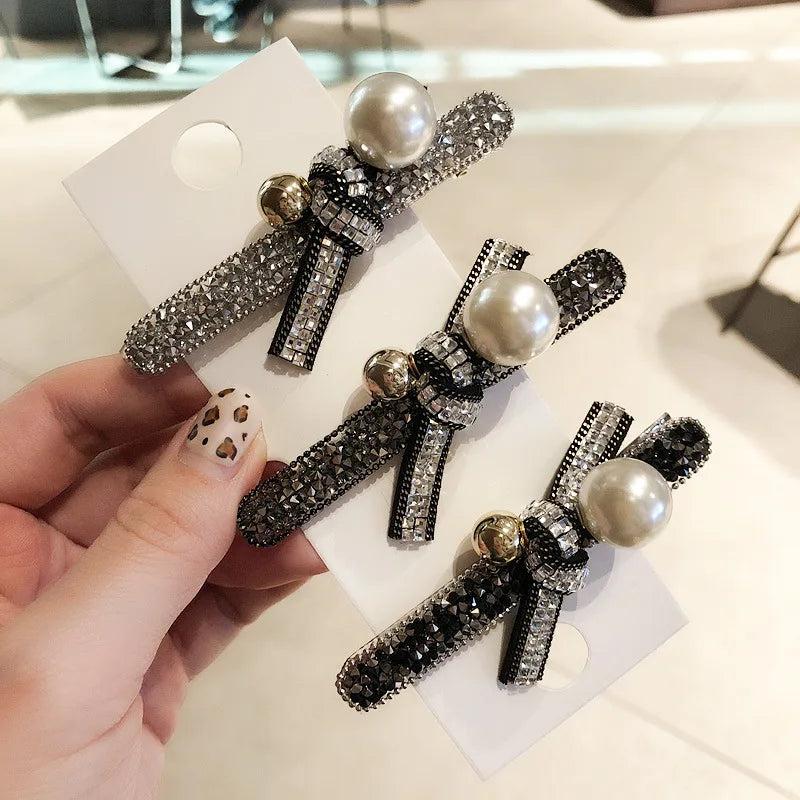 Camellia Pearl Hair Clip Crystal Women Hair Ornament