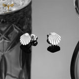 Summer Seaside Shell Stud Earrings Set - Stainless Steel Women's Jewelry