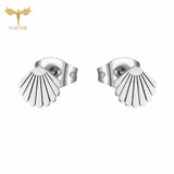 Summer Seaside Shell Stud Earrings Set - Stainless Steel Women's Jewelry