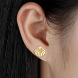 Summer Seaside Shell Stud Earrings Set - Stainless Steel Women's Jewelry