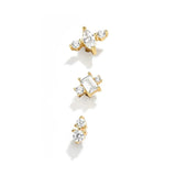 Colorful Zircon Stud Earrings 925 Silver Piercing Jewelry