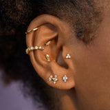 Colorful Zircon Stud Earrings 925 Silver Piercing Jewelry