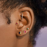 Colorful Zircon Stud Earrings 925 Silver Piercing Jewelry