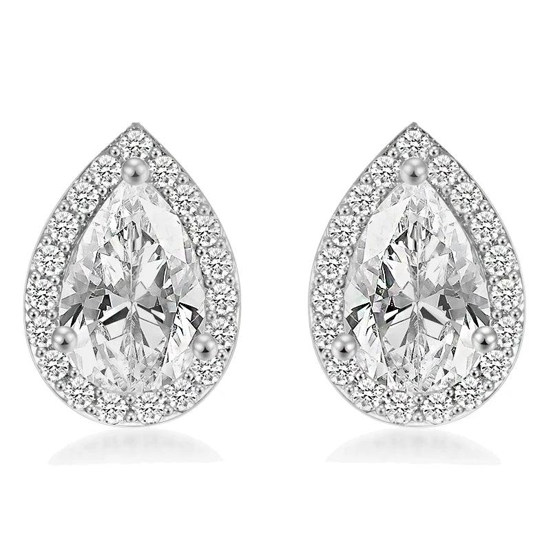 Teardrop CZ Stud Earrings Bridal Jewelry