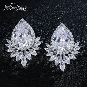 Teardrop CZ Stud Earrings Bridal Jewelry