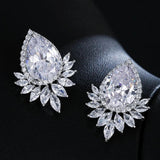 Teardrop CZ Stud Earrings Bridal Jewelry