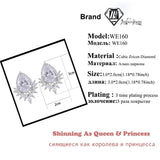 Teardrop CZ Stud Earrings Bridal Jewelry