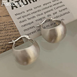 Foxanry Minimalist Silver Earrings for Women Geometric Party Jewelry