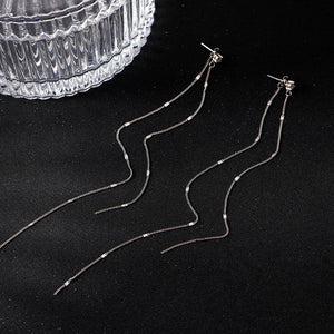 925 Silver Tassel Earrings Women Ear Line Fine Jewelry