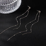 925 Silver Tassel Earrings Women Ear Line Fine Jewelry