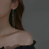 925 Silver Tassel Earrings Women Ear Line Fine Jewelry