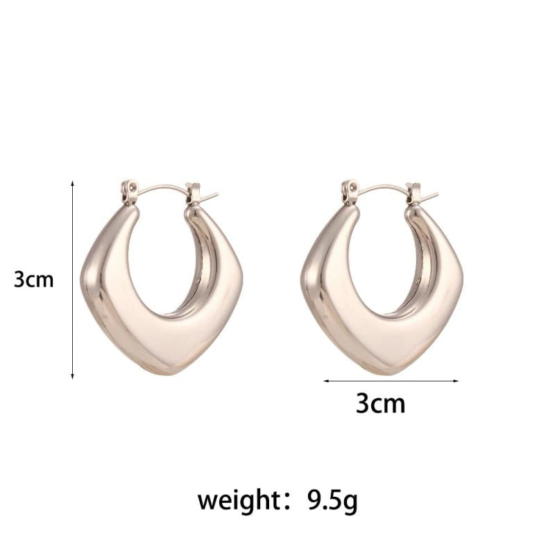 Silver Hollow Geometric Earrings Waterproof Stainless Steel Daily