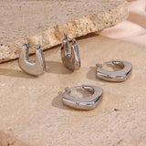 Silver Hollow Geometric Earrings Waterproof Stainless Steel Daily