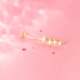 925 Silver Sweet Asymmetric Bird Stud Earrings for Women