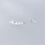 925 Silver Sweet Asymmetric Bird Stud Earrings for Women