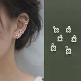 925 Silver Flower Earrings Zircon Hollow Out Sweet Jewelry