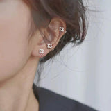 925 Silver Flower Earrings Zircon Hollow Out Sweet Jewelry