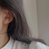925 Silver Flower Earrings Zircon Hollow Out Sweet Jewelry