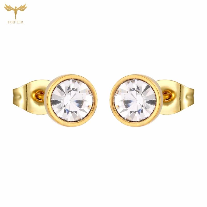 Crystal Zircon Stud Earrings Pack Stainless Steel 12 Pairs Set