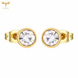 Crystal Zircon Stud Earrings Pack Stainless Steel 12 Pairs Set