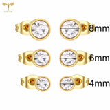 Crystal Zircon Stud Earrings Pack Stainless Steel 12 Pairs Set