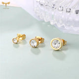 Crystal Zircon Stud Earrings Pack Stainless Steel 12 Pairs Set