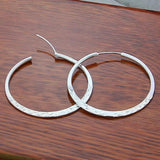 925 Silver 50MM Round Hoop Earrings for Women Wedding Accessories
