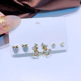 Cubic Zircon Star Flower Stud Earrings Set Women Jewelry
