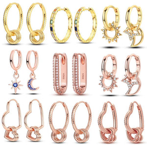 925 Sterling Silver Earrings Classic Hoop for Women DIY Jewelry Gift
