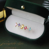 925 Silver 5Pcs Geometric Stud Earrings Women Jewelry