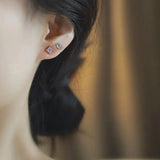 925 Silver 5Pcs Geometric Stud Earrings Women Jewelry